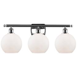 Athens 28" Wide Chrome 3-Light Bath Light with White Glass