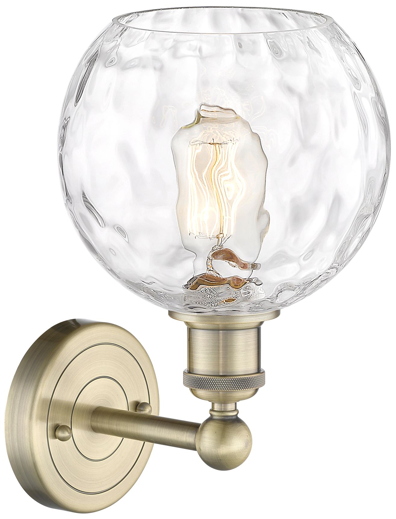 Image 2 Athens 3" High Antique Brass Sconce With Water Glass Shade more views