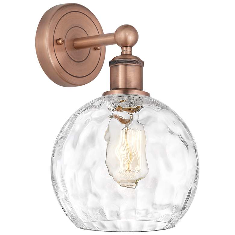 Image 1 Athens 3" High Antique Copper Sconce With Water Glass Shade