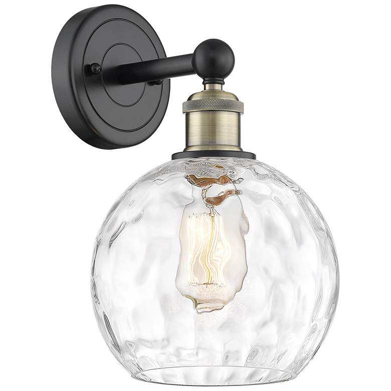 Image 1 Athens 3" High Black Antique Brass Sconce With Water Glass Shade