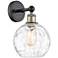 Athens 3" High Black Antique Brass Sconce With Water Glass Shade