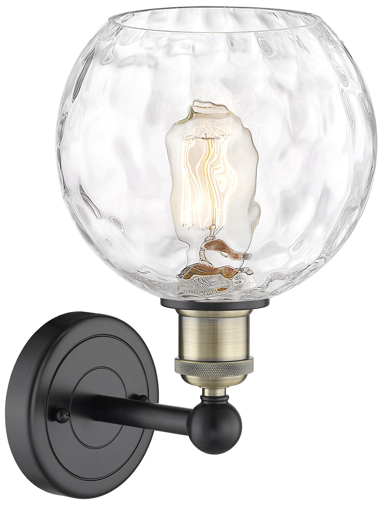 Image 2 Athens 3" High Black Antique Brass Sconce With Water Glass Shade more views