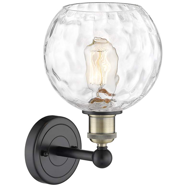 Image 2 Athens 3" High Black Antique Brass Sconce With Water Glass Shade more views