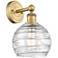 Athens 3" High Brushed Brass Sconce With Deco Swirl Shade