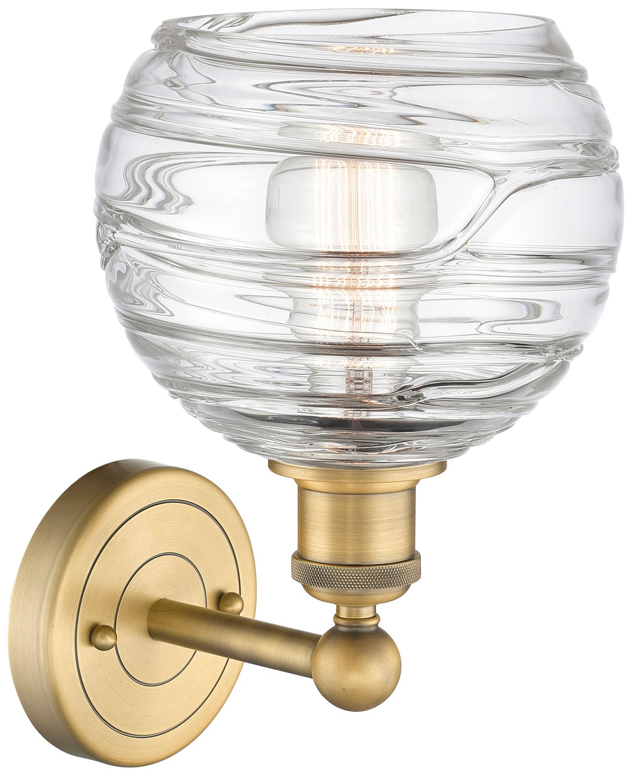Image 2 Athens 3" High Brushed Brass Sconce With Deco Swirl Shade more views