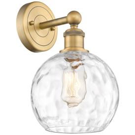 Athens 3" High Brushed Brass Sconce With Water Glass Shade Athens 3" High Brushed Brass Sconce With Water Glass Shade