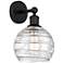 Athens 3" High Matte Black Sconce With Deco Swirl Shade