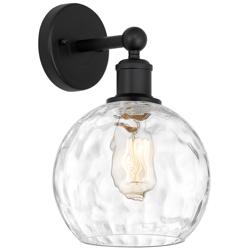Athens 3&quot; High Matte Black Sconce With Water Glass Shade