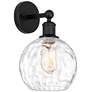 Athens 3" High Matte Black Sconce With Water Glass Shade