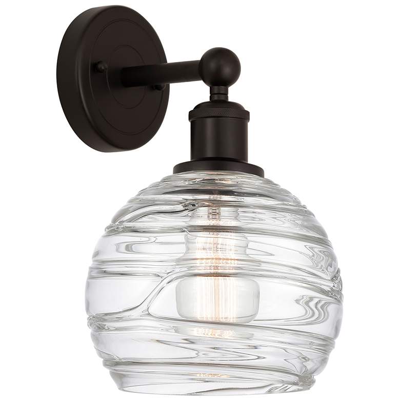 Image 1 Athens 3" High Oil Rubbed Bronze Sconce With Deco Swirl Shade