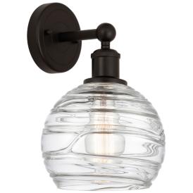 Athens 3" High Oil Rubbed Bronze Sconce With Deco Swirl Shade Athens 3" High Oil Rubbed Bronze Sconce With Deco Swirl Shade