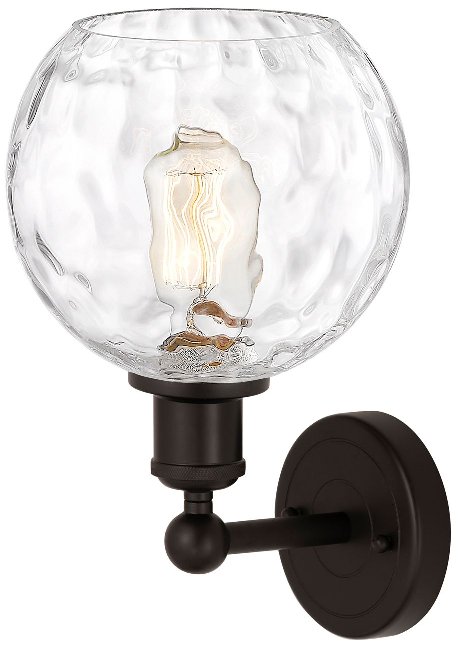 Image 2 Athens 3" High Oil Rubbed Bronze Sconce With Water Glass Shade more views