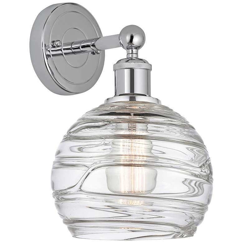 Image 1 Athens 3" High Polished Chrome Sconce With Deco Swirl Shade
