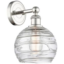 Athens 3&quot; High Polished Nickel Sconce With Deco Swirl Shade