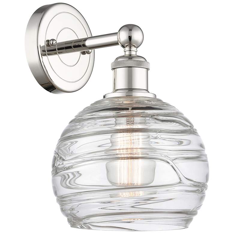 Image 1 Athens 3" High Polished Nickel Sconce With Deco Swirl Shade