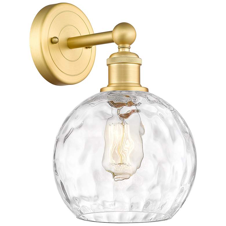 Image 1 Athens 3" High Satin Gold Sconce With Water Glass Shade