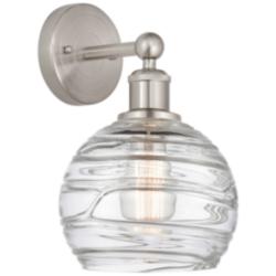 Athens 3&quot; High Satin Nickel Sconce With Deco Swirl Shade