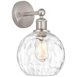 Athens 3&quot; High Satin Nickel Sconce With Water Glass Shade