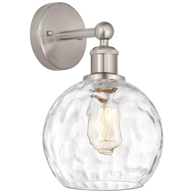 Image 1 Athens 3 inch High Satin Nickel Sconce With Water Glass Shade