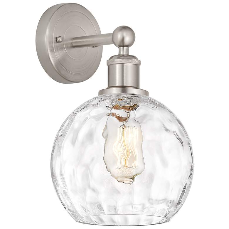Image 1 Athens 3" High Satin Nickel Sconce With Water Glass Shade