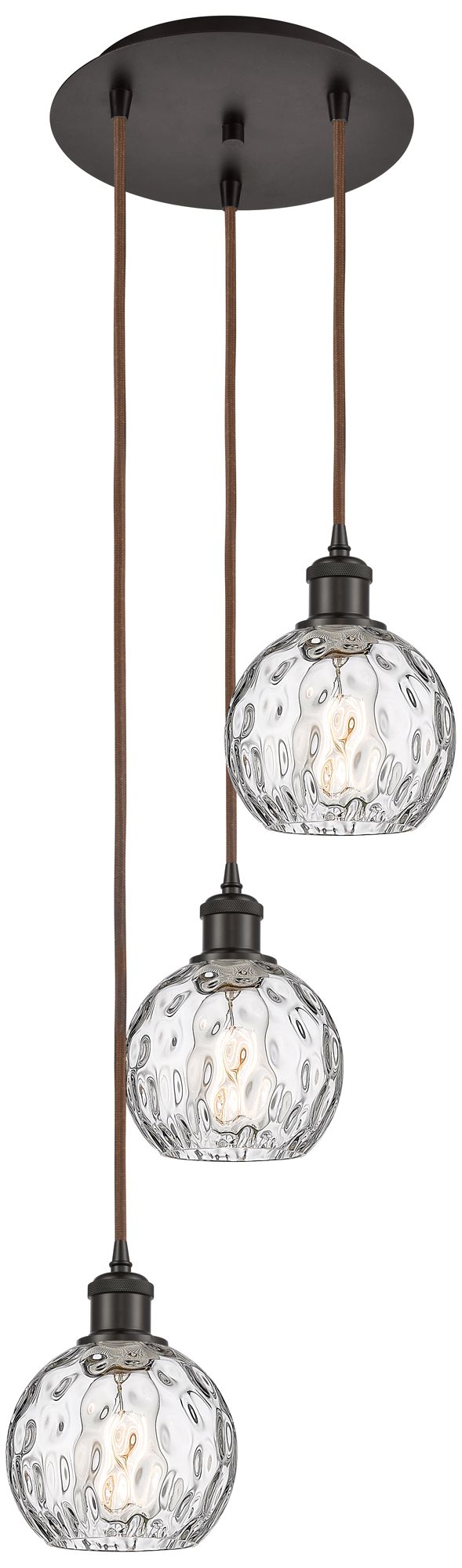 Athens 3-Light 13" Bronze Pendant w/Clear Water Glass Sh Made to Order