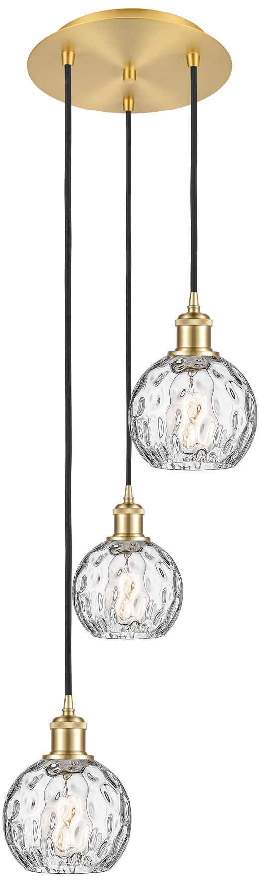 Athens 3-Light 13" Gold Multi-Pendant w/Clear Water Glass Made to Order