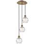 Athens 3-Light 13" Antique Brass Multi-Pendant With Clear Deco Swirl S
