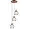 Athens 3-Light 13" Antique Copper Pendant With Clear Water Glass Shade
