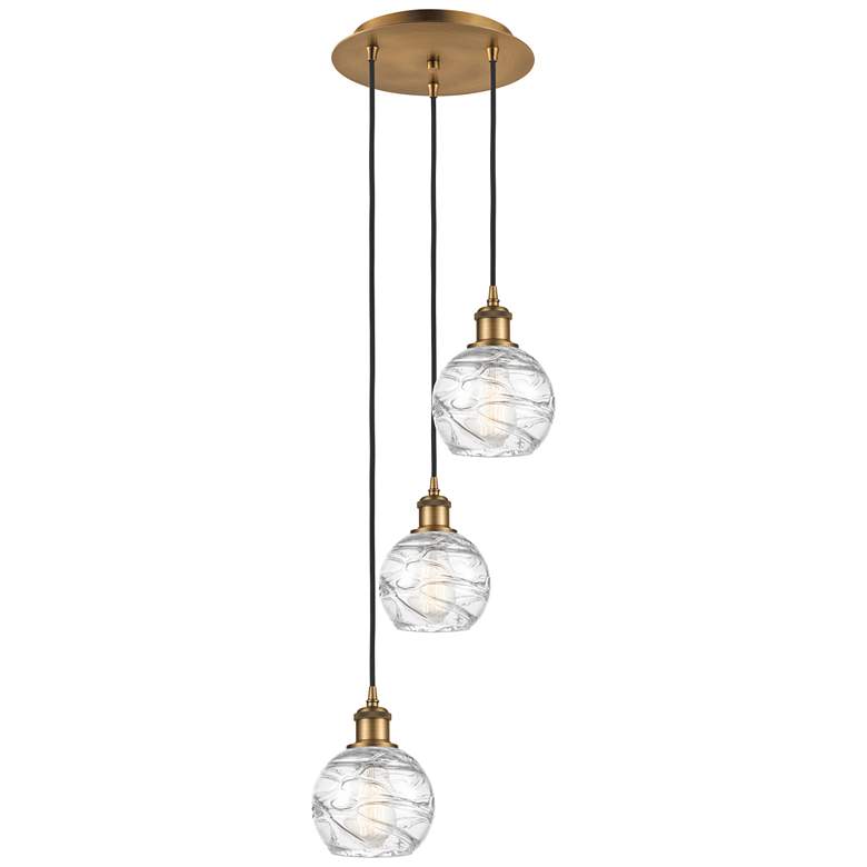 Image 1 Athens 3-Light 13 inch Brushed Brass Multi-Pendant With Clear Deco Swirl S