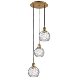 Athens 3-Light 13" Brushed Brass Multi-Pendant With Clear Water Glass Athens 3-Light 13" Brushed Brass Multi-Pendant With Clear Water Glass