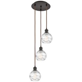 Athens 3-Light 13" Oil Rubbed Bronze Pendant With Clear Deco Swirl Sha Athens 3-Light 13" Oil Rubbed Bronze Pendant With Clear Deco Swirl Sha