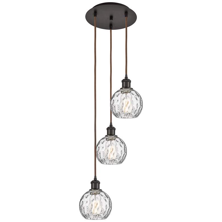 Image 1 Athens 3-Light 13" Oil Rubbed Bronze Pendant With Clear Water Glass Sh
