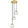Athens 3-Light 13" Satin Gold Multi-Pendant With Clear Deco Swirl Shad