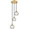 Athens 3-Light 13" Satin Gold Multi-Pendant With Clear Water Glass Sha