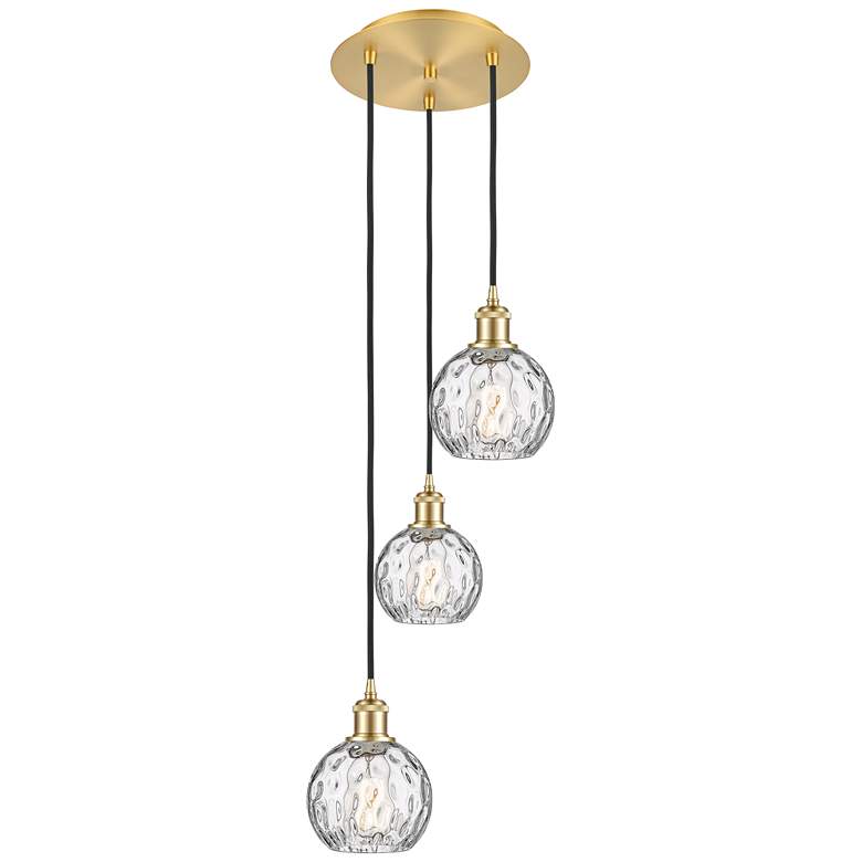 Image 1 Athens 3-Light 13" Satin Gold Multi-Pendant With Clear Water Glass Sha