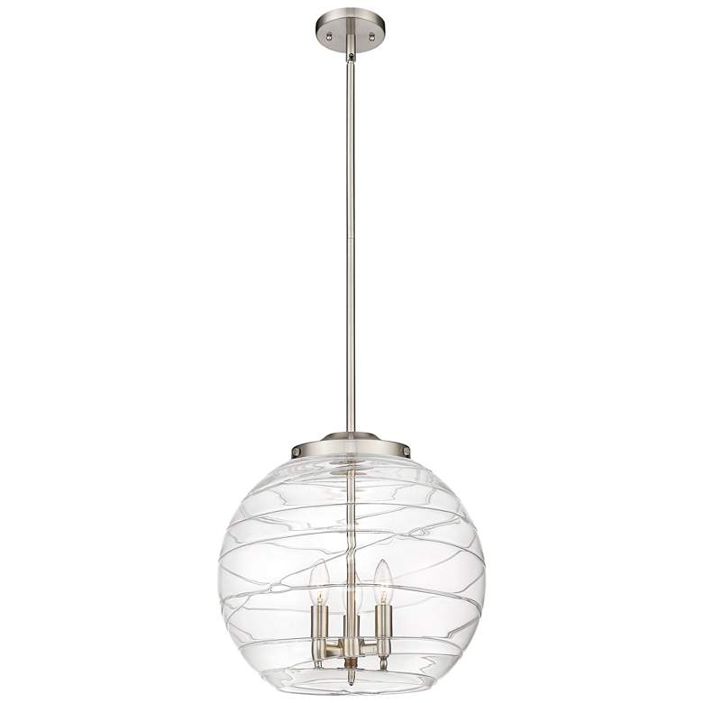 Image 1 Athens 3-Light 16" Brushed Nickel LED Pendant With Clear Deco Swirl Sh