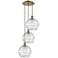 Athens 3-Light 17" Antique Brass Multi-Pendant With Clear Deco Swirl S