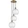 Athens 3-Light 17" Antique Brass Multi-Pendant With Clear Water Glass