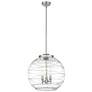 Athens 3-Light 18" Brushed Nickel LED Pendant With Clear Deco Swirl Sh