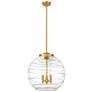 Athens 3-Light 18" Satin Gold LED Pendant With Clear Deco Swirl Shade