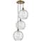 Athens 3-Light 19" Antique Brass Multi-Pendant With Clear Deco Swirl S