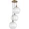 Athens 3-Light 19" Antique Brass Multi-Pendant With Clear Water Glass 