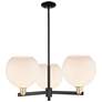 1_Athens 32" Wide 3-Light Black Antique Brass Chandelier w/ Matte White Shade