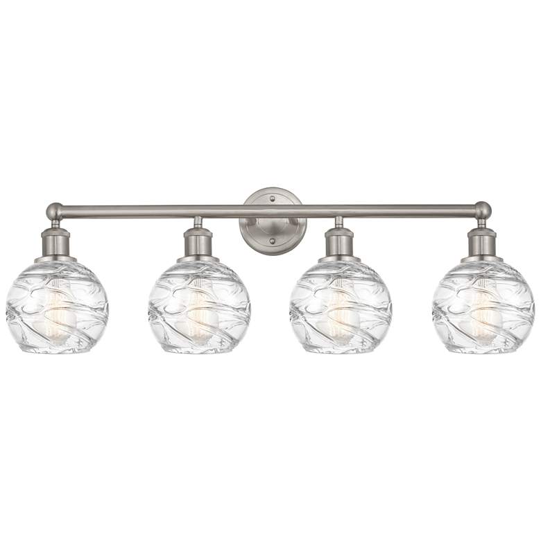 Image 1 Athens 33" 4-Light Brushed Satin Nickel Bath Light w/ Deco Swirl Shade