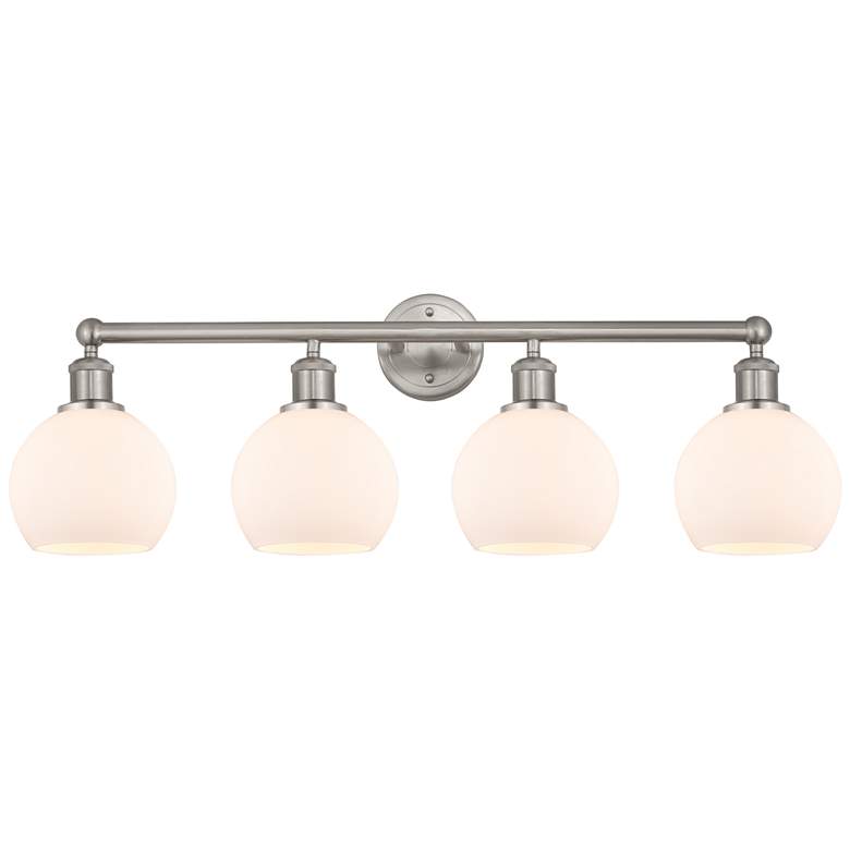 Image 1 Athens 33" 4-Light Brushed Satin Nickel Bath Light w/ Matte White Shad