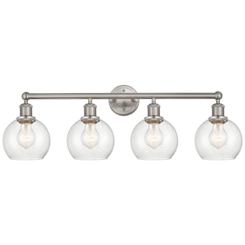 Image 1 Athens 33" 4-Light Brushed Satin Nickel Bath Light w/ Seedy Shade