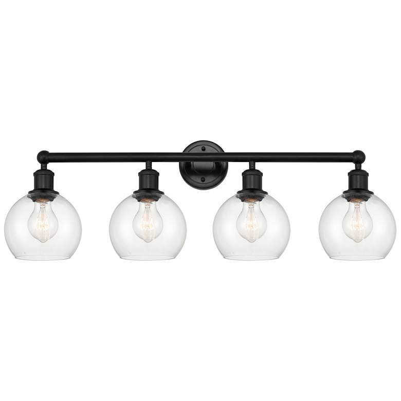 Image 1 Athens 33" 4-Light Matte Black Bath Light w/ Clear Shade