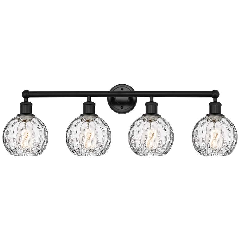 Image 1 Athens 33" 4-Light Matte Black Bath Light w/ Clear Water Glass Shade