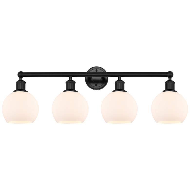 Image 1 Athens 33" 4-Light Matte Black Bath Light w/ Matte White Shade