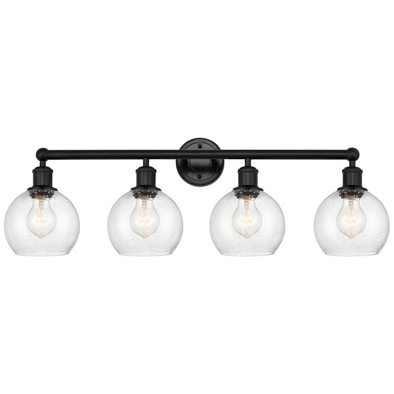 Image 1 Athens 33" 4-Light Matte Black Bath Light w/ Seedy Shade